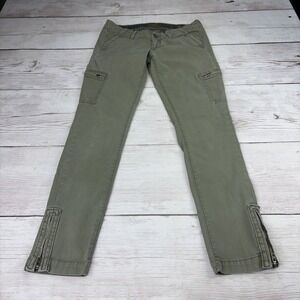 Lucky Brand Women's 4/27 Army Green Pants Zip Pockets High Rise Straight